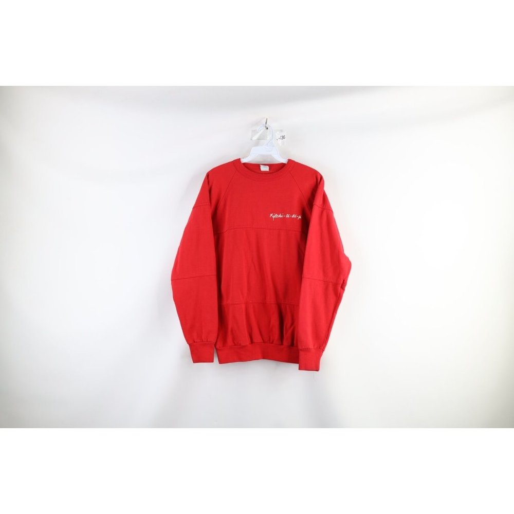 Vintage 70s Womens Large Kitch Iti Kipi Michigan Crewneck Sweatshirt Red Usa